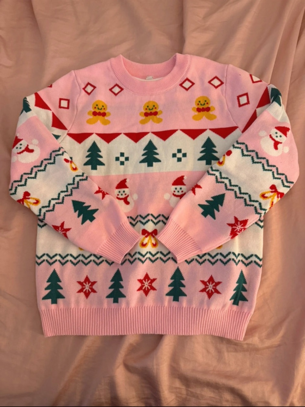 Pink Holiday Patterned kid’s Sweater